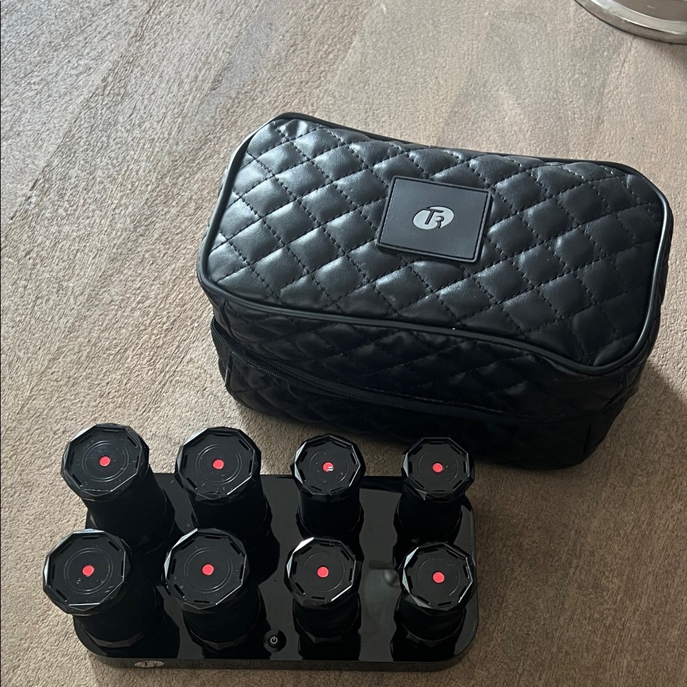 T3 Black Quilted Hair Rollers Set